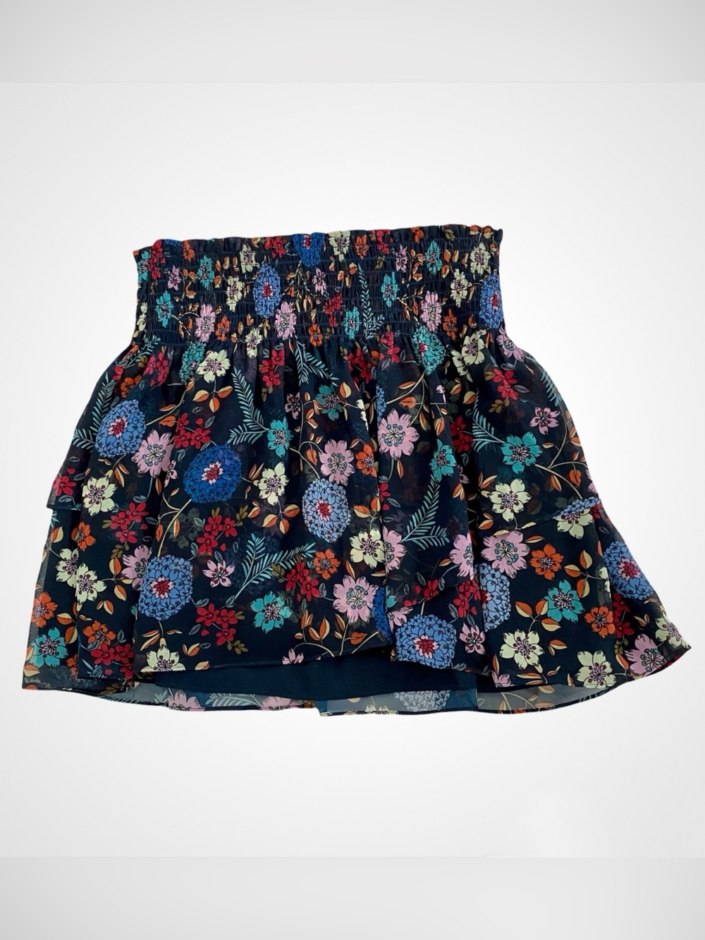 Lini Lyla Floral Navy Layered Mini Skirt, NWT